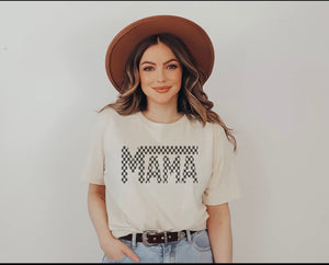 Checkered “MAMA” tee