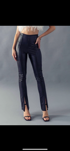 Slit leather pant